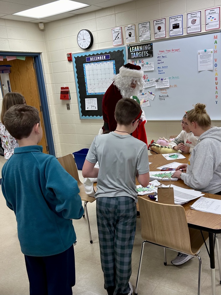 Santa visiting 5th grade classroom