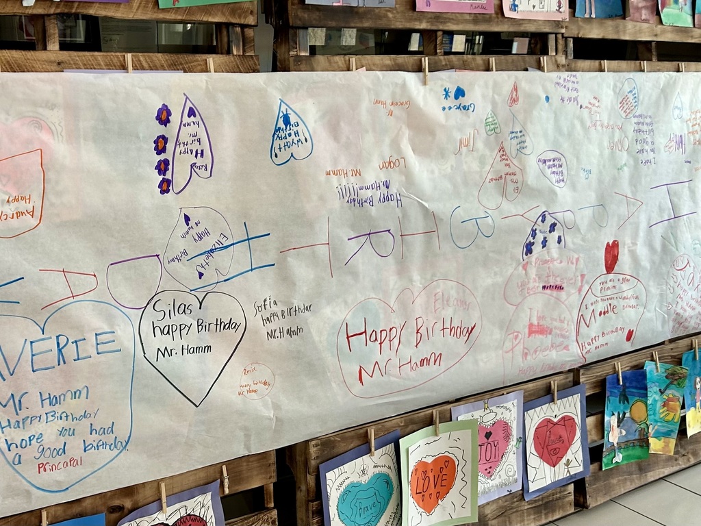 Happy birthday banner made by students
