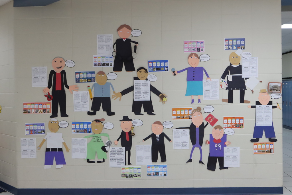 Famous Wisconsin project - cut out of person with speech bubble and biography information