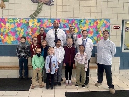 Mr. Hamm with little students dressed as Mr. Hamm