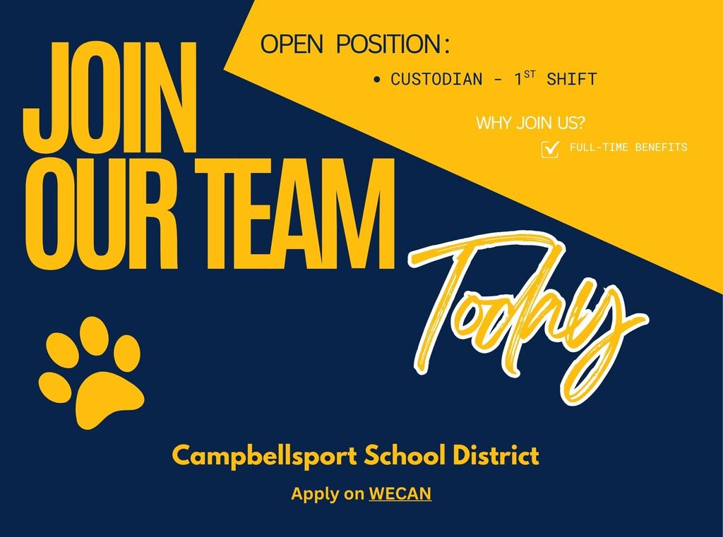 Open 1st Shift Custodian Position