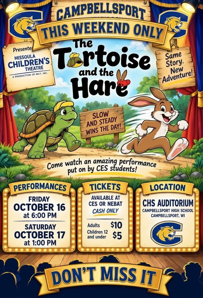 The Missoula children’s theater presents the tortoise and the hair this weekend only at the high school auditorium!