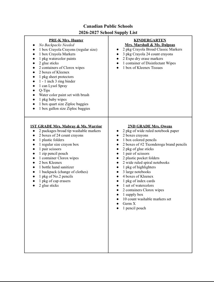 school supply list 1