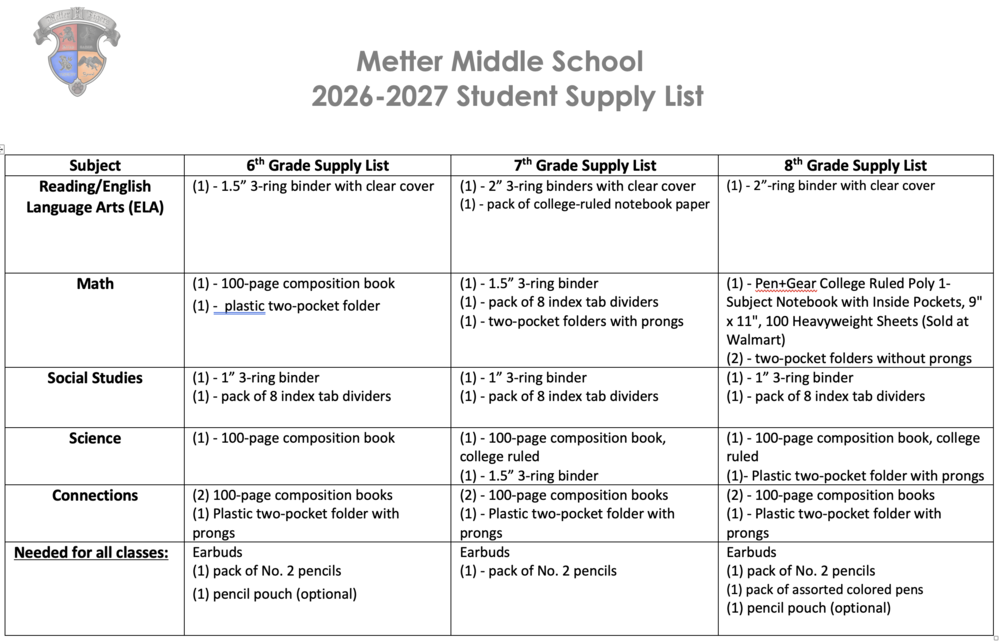26-27 school supply list