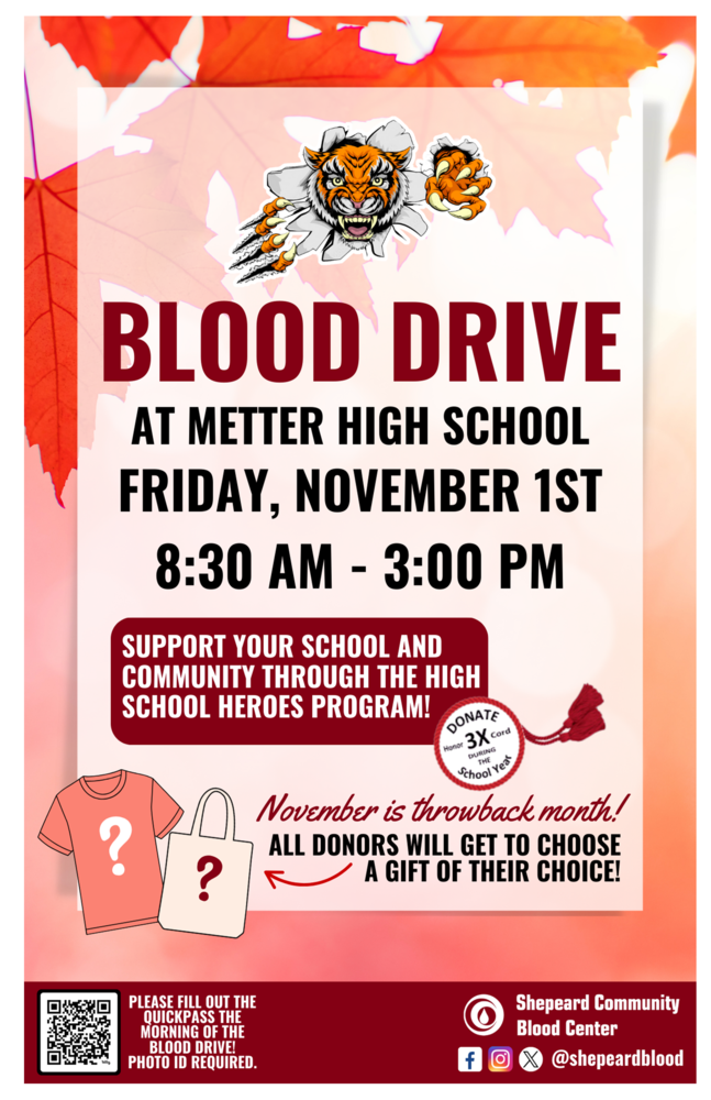 Blood Drive to be held Nov 1 at MHS/MCCA Metter Elementary School