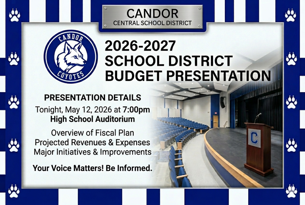 26-27 school budget presentation reminder May 12