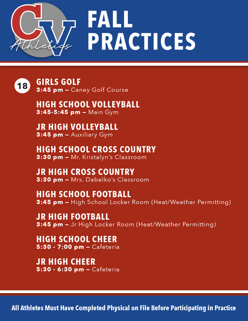 Fall Athletics Start 25-26