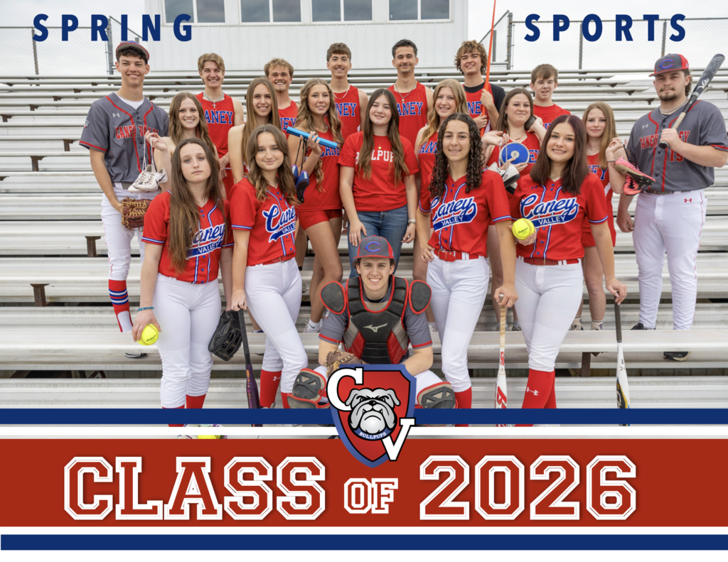 Group photo of athletes in their baseball, softball, and track uniforms standing in the metal bleachers