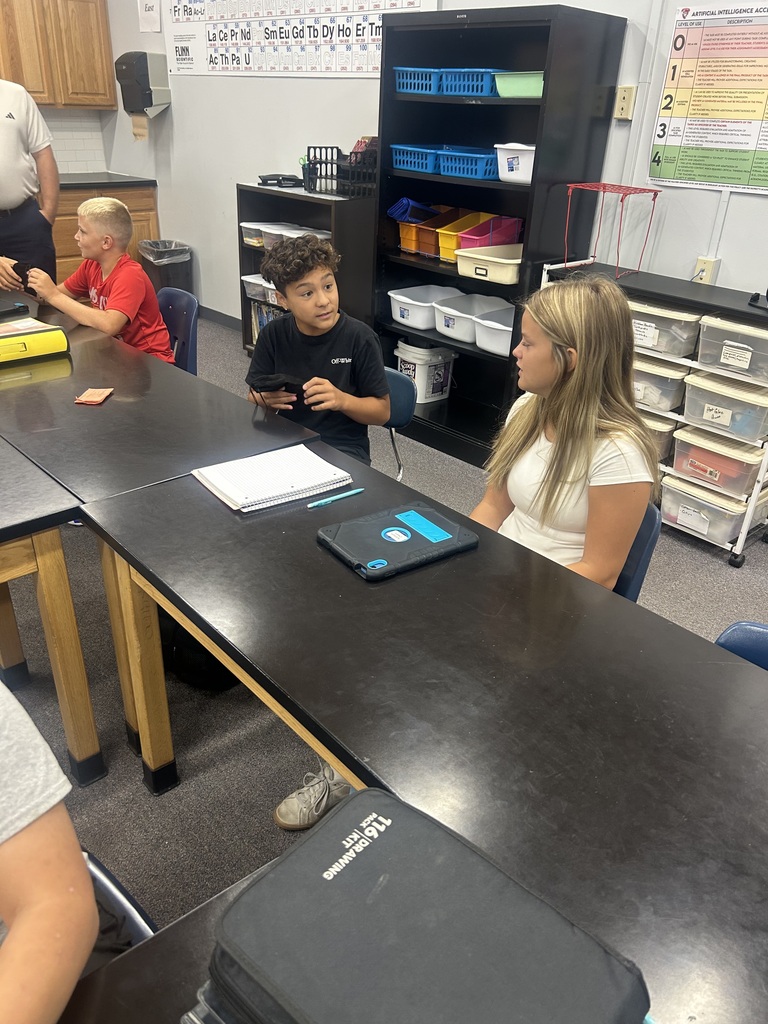 Jr High Students collaborate during Science Class in the first few days of school.