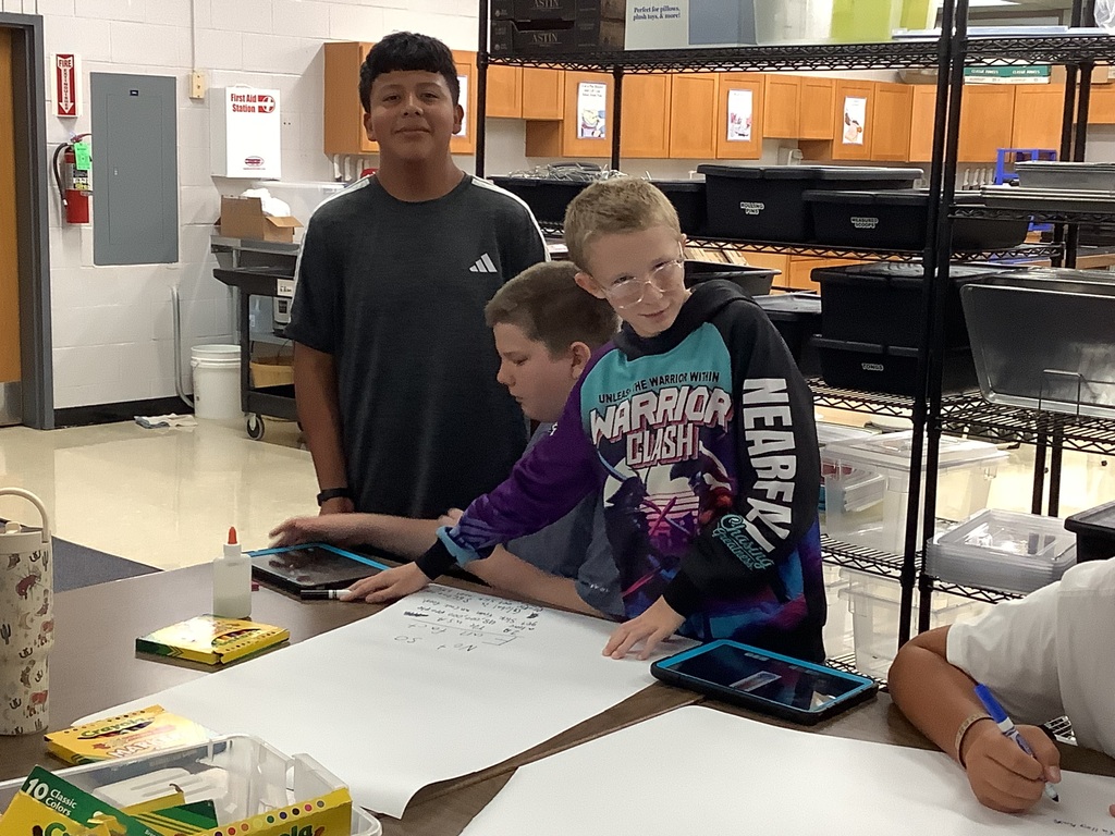 JH students working of food and kitchen safety posters