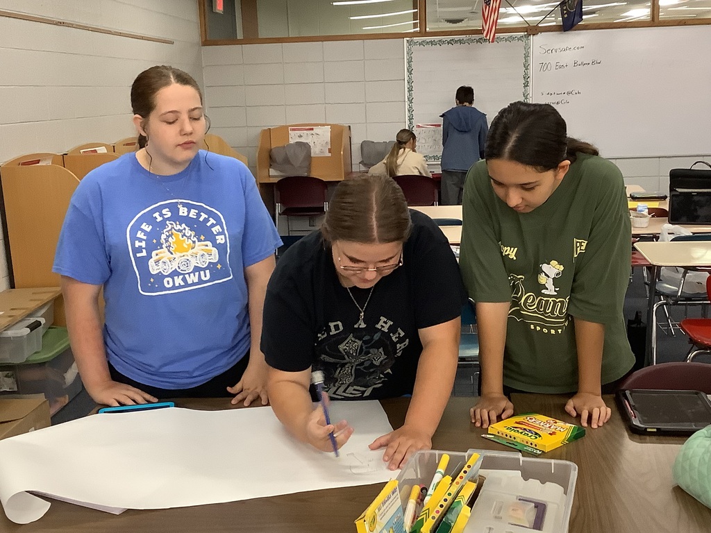JH students working of food and kitchen safety posters