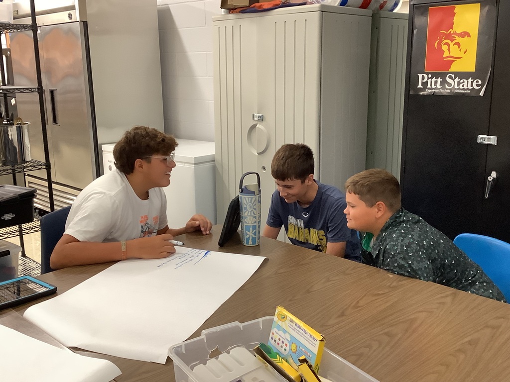 JH students working of food and kitchen safety posters
