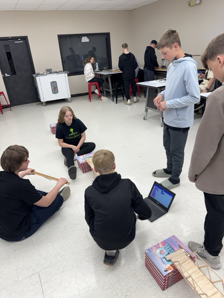 STEM students working on bridges