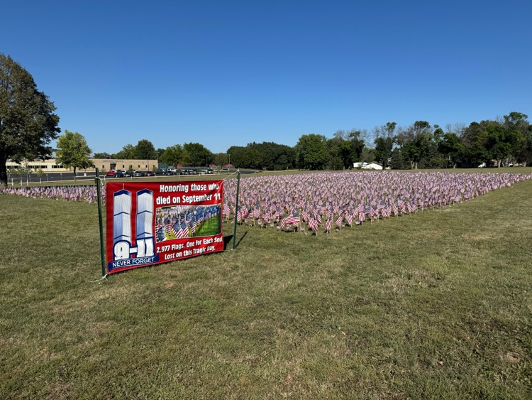 flags in lawn for 9/11