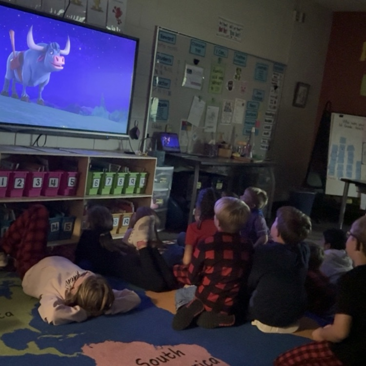 students watching movie