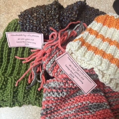 homemade hats and scarves