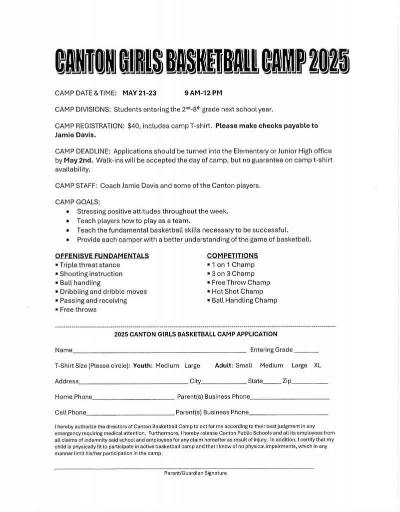 Canton Girls Basketball Camp 2025