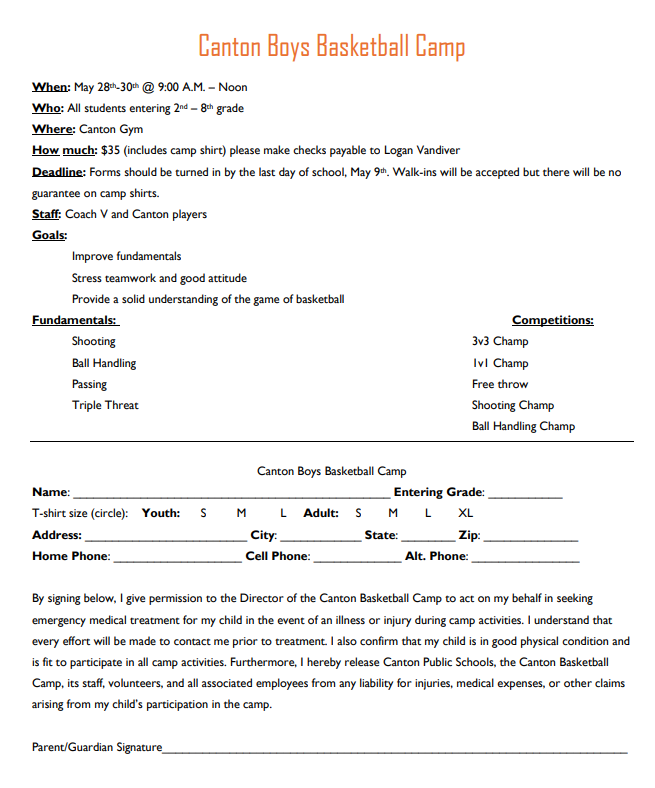 Canton Boys Basketball Camp