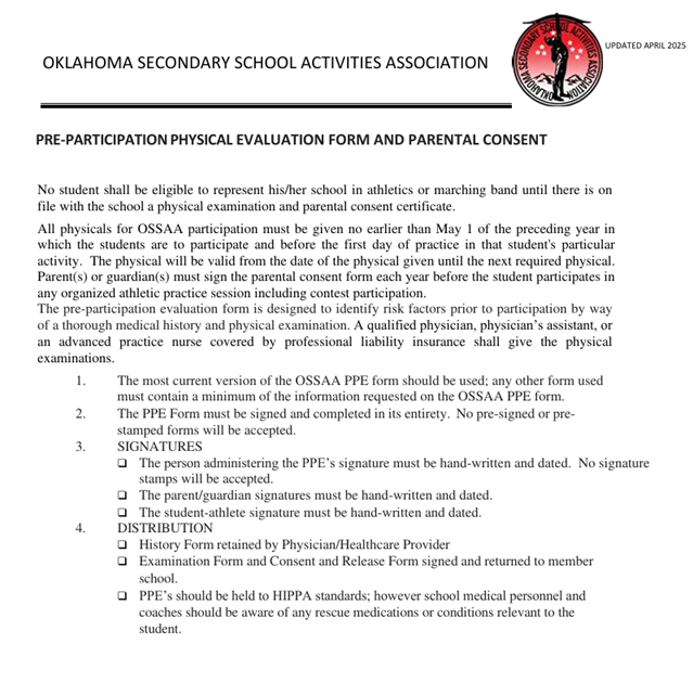 Pre-Particiaption Physical Evaluation and Parental Consent