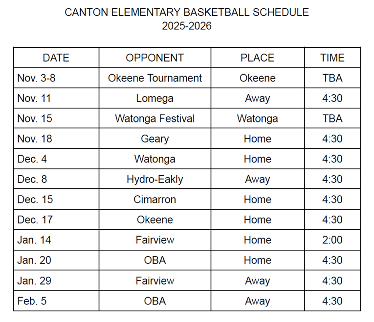 Elem Bball Sched