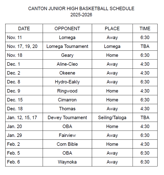 JH Bball Sched