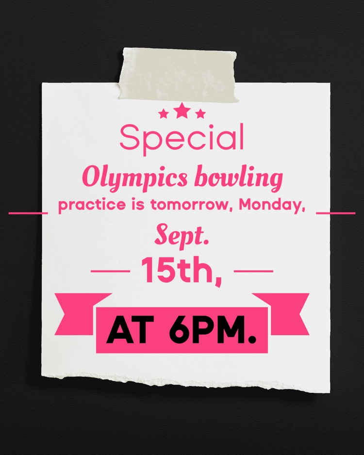 special olympics practice reminder