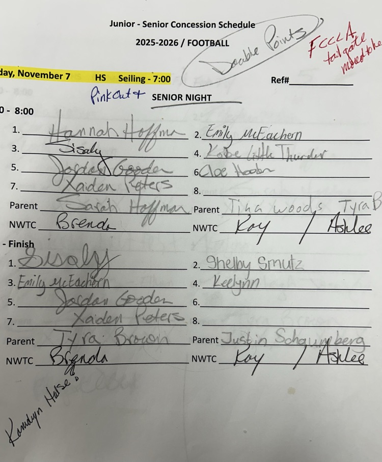 Friday, Nov 7th Football Concession