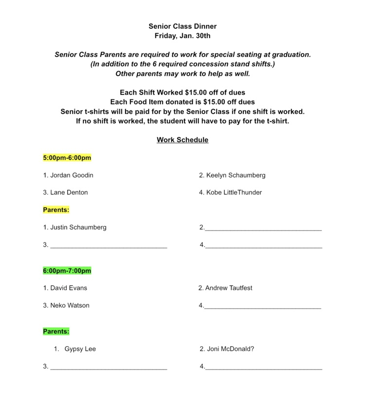 Senior Class Fundraiser 