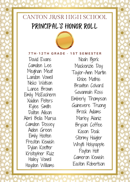 Principal Honor Roll students