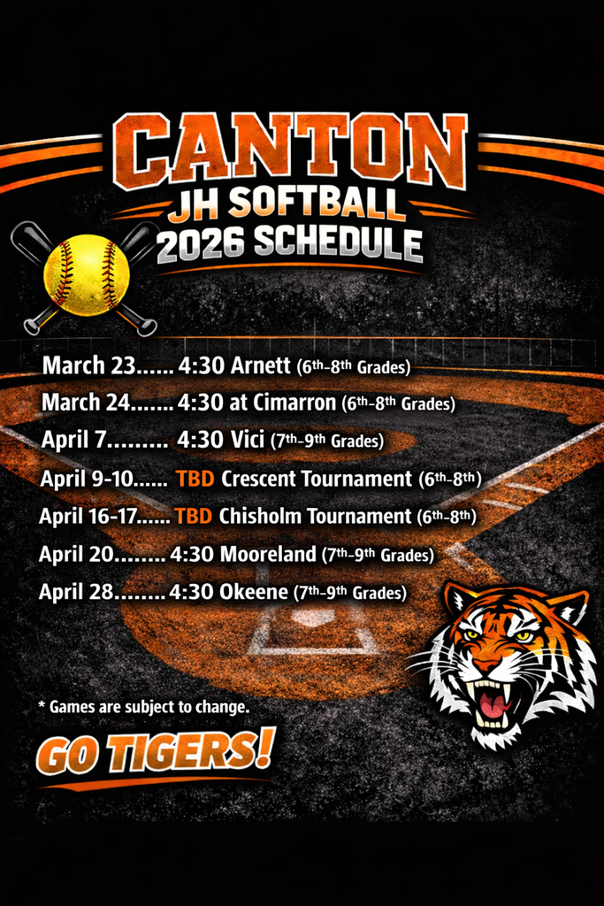 Canton Junior High Softball 2026 schedule