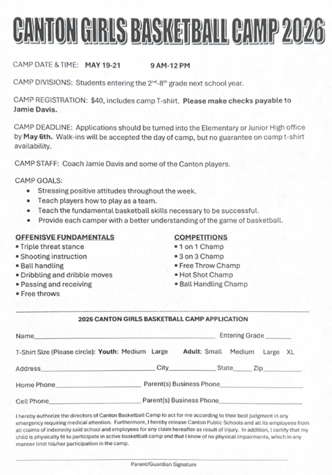 Girls Basketball Camp Flyer
