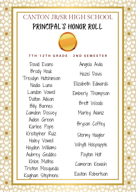 Principal Honor Roll students