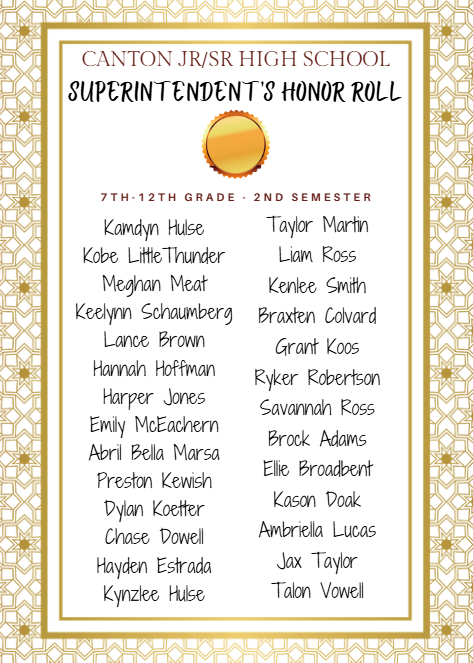 Superintendent Honor Roll Students