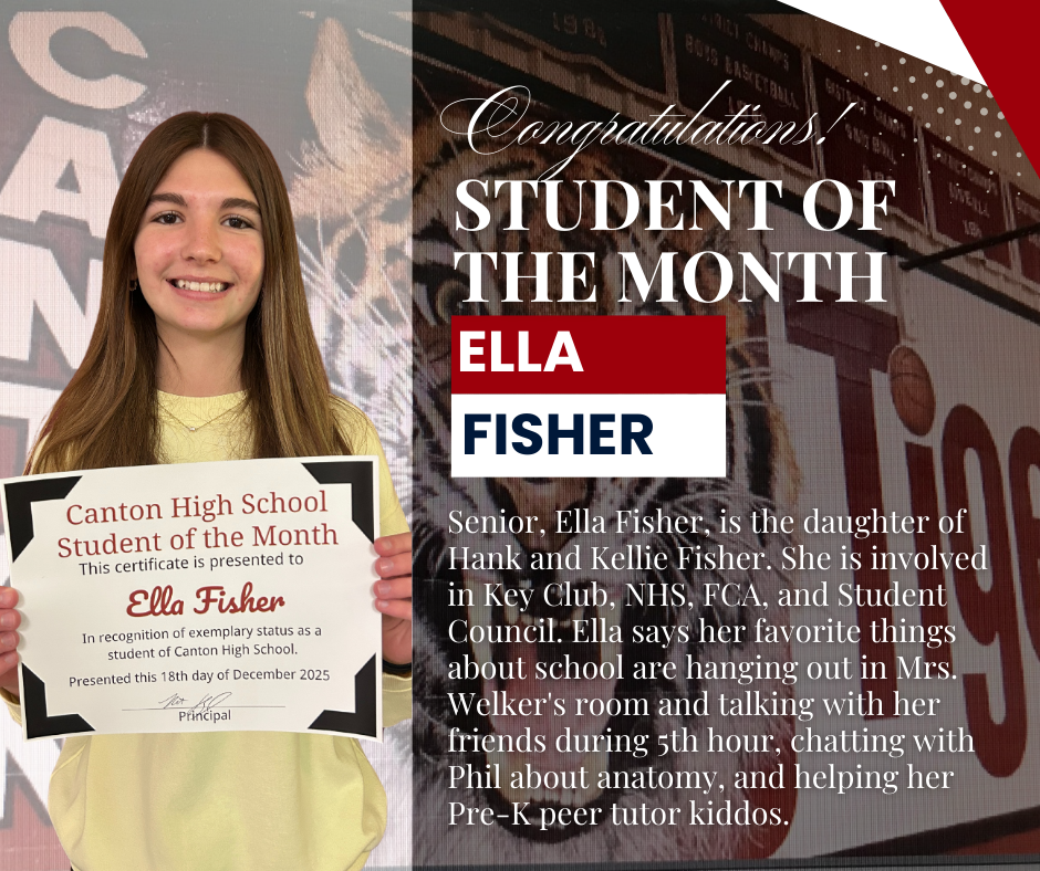 Canotn High School Recognizes Students of the Month