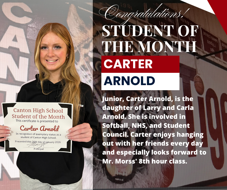 Canotn High School Recognizes Students of the Month