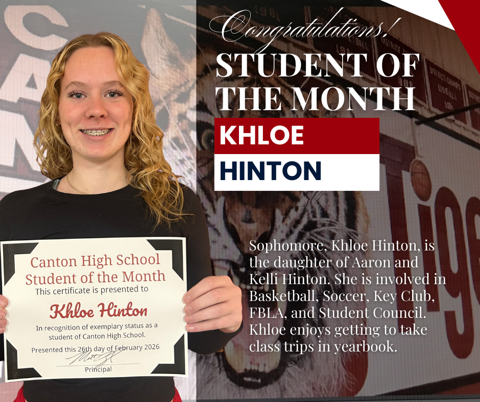 Canotn High School Recognizes Students of the Month