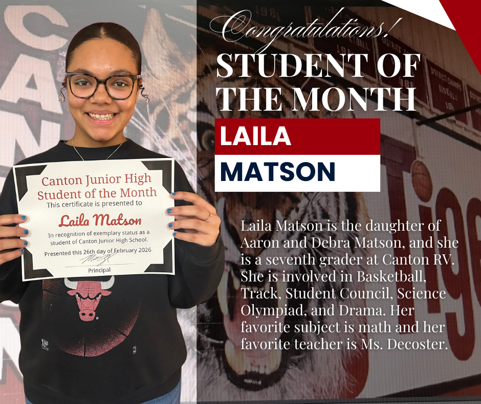 Canotn High School Recognizes Students of the Month