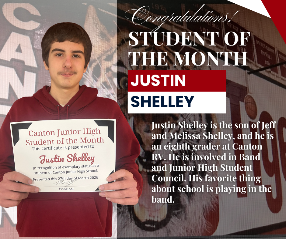 March Student of the Month Justin Shelley