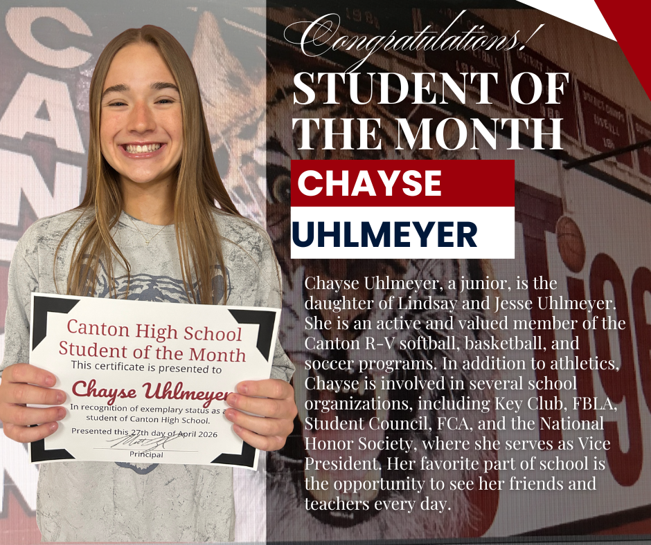 Canotn High School Recognizes Student of the Month