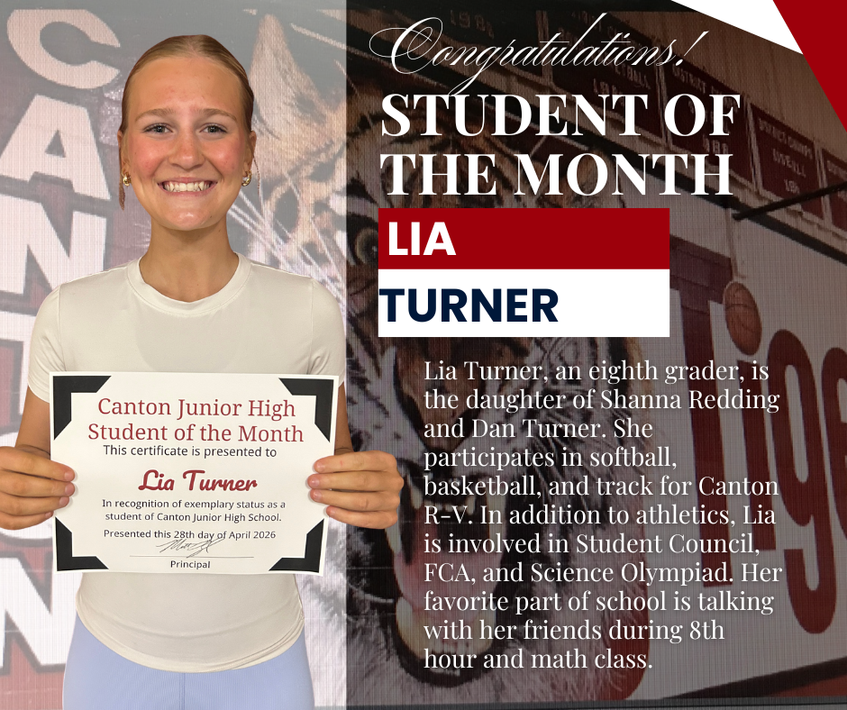 Canotn High School Recognizes Student of the Month