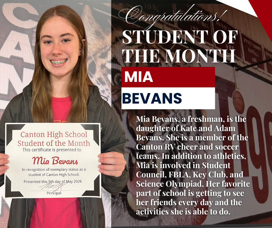Canton High School Recognizes Student of the Month