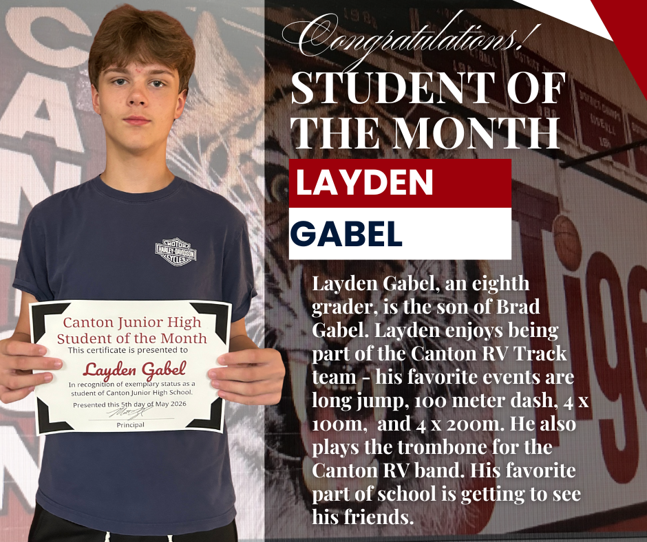 Canton High School Recognizes Students of the Month