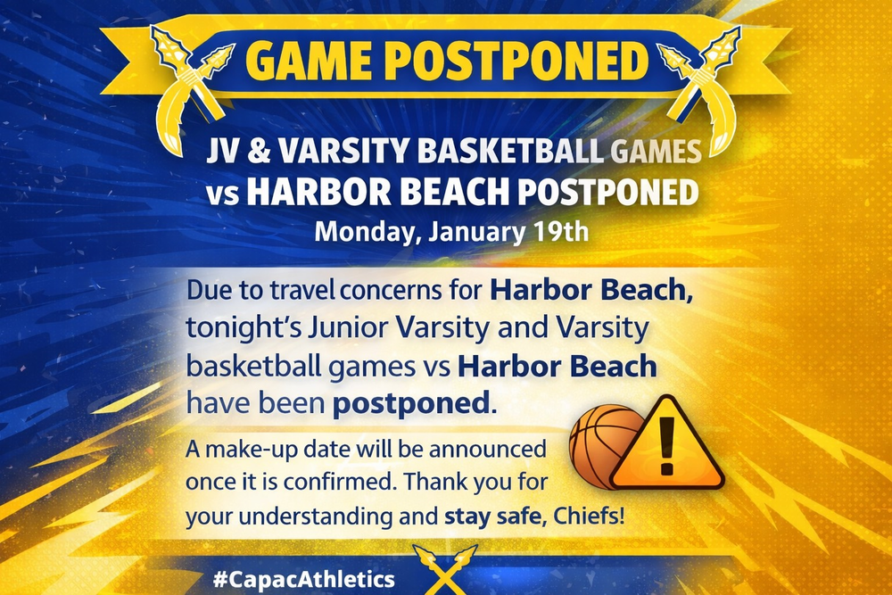 Graphic announcing game postponement