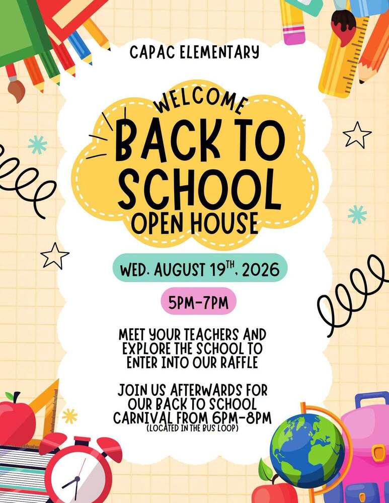 Welcome Back to School Flyer with School Supplies as Decoration