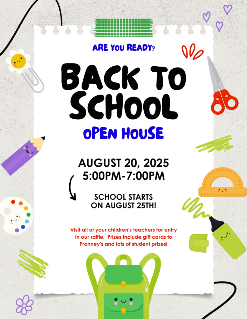 Back to School graphic with backpack and supplies