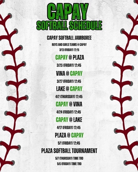 Softball Schedule