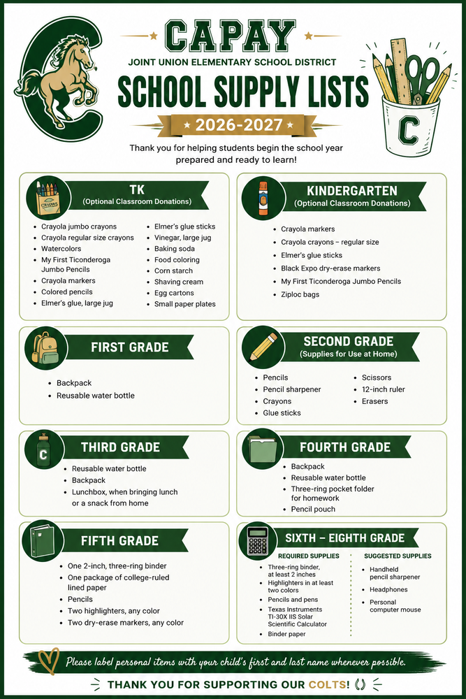 Classroom Supply Lists