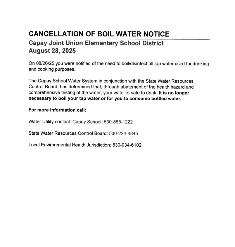 CANCELLATION OF BOIL WATE