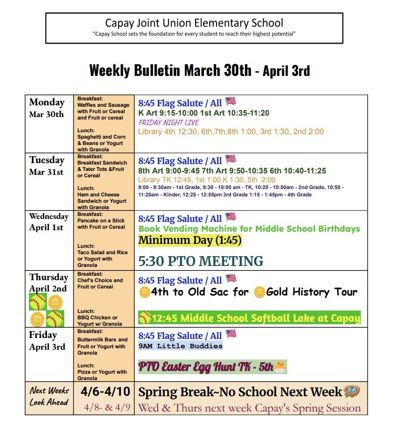 Weekly bulletin March 30th - April 3rd