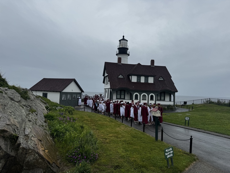 class of 2026 lined up at the lighthouse